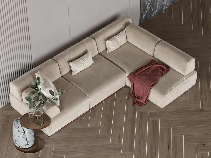 Dark beige corner sofa model "Raqi" in size 265×140 - Al Rugaib Furniture