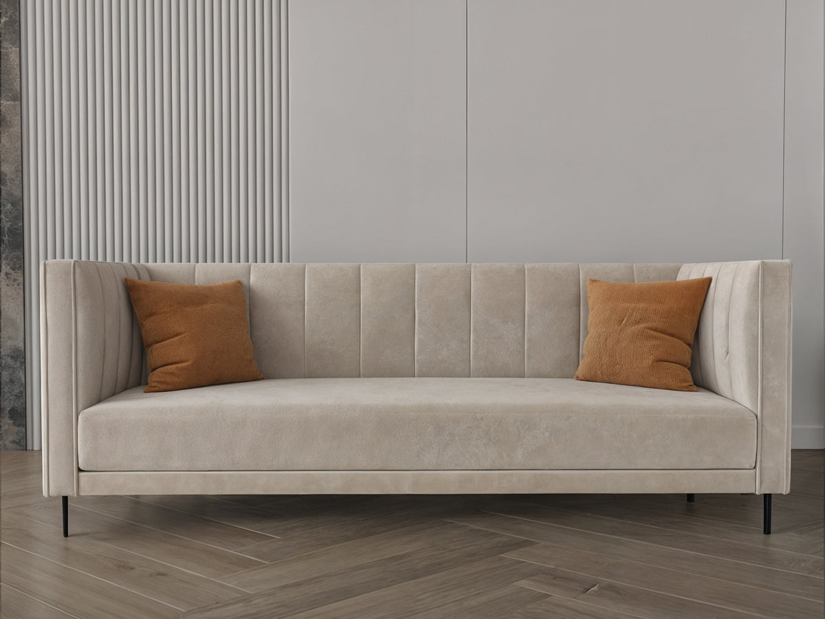 Dark beige velvet sofa 215x80x40 cm Sofas & Loveseats| Oak