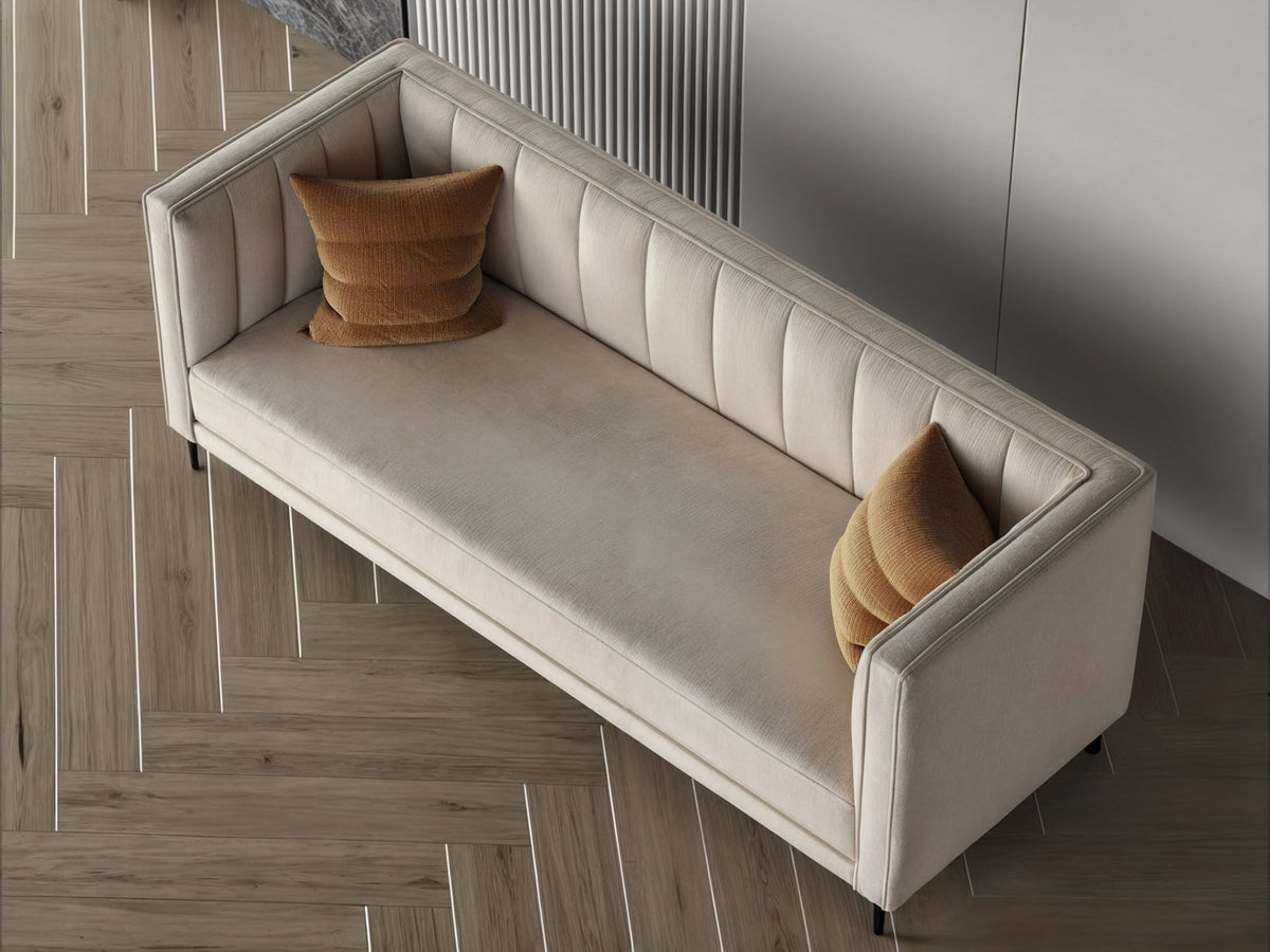 Dark beige velvet sofa 215x80x40 cm Sofas & Loveseats| Oak