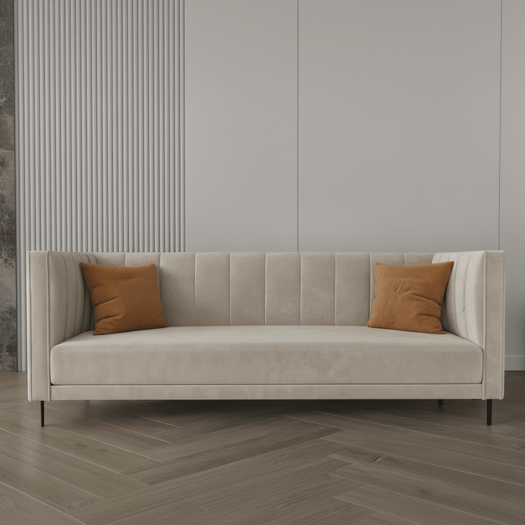 Dark beige velvet sofa 215x80x40 cm Sofas & Loveseats| Oak