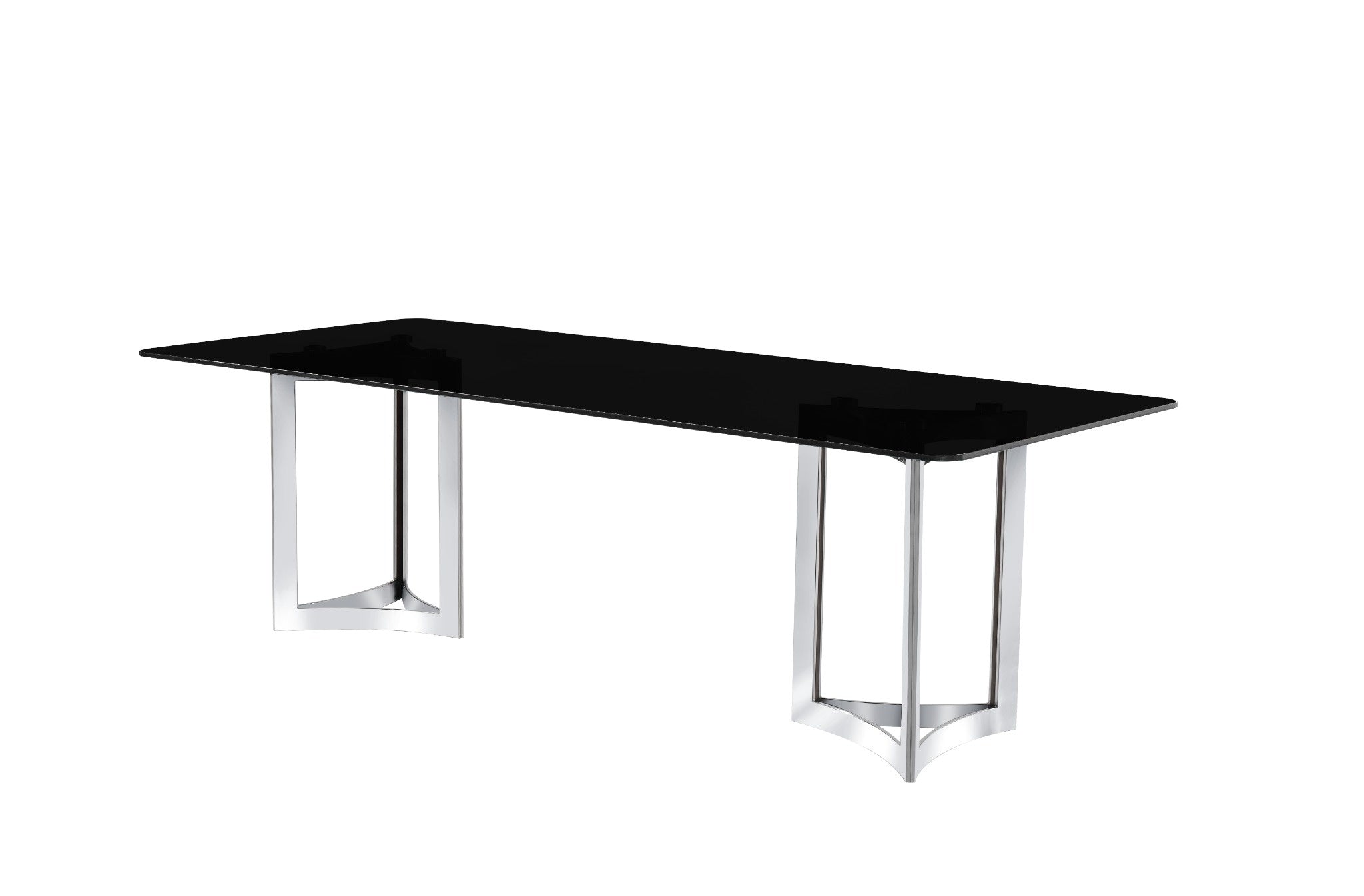 Alexa Dining Table Silver Base and 200 CM Black Glass