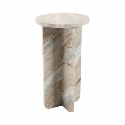 22 BELLISO LARGE ROUNDED MARBLE TABLE, BROWN