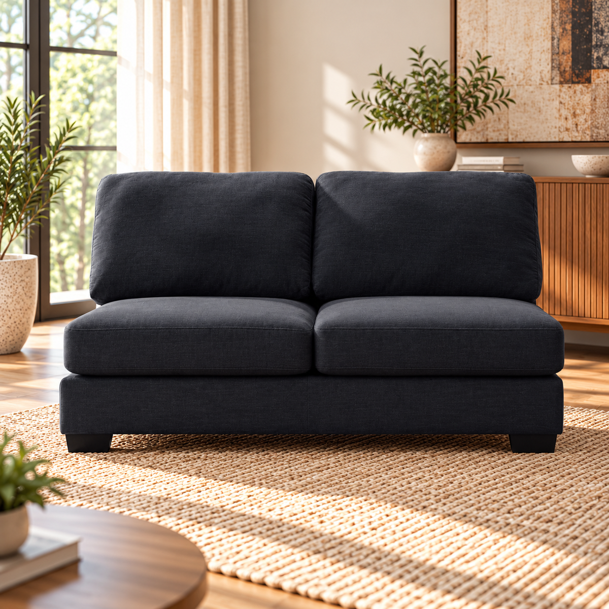 Scott Navy Armless Loveseat