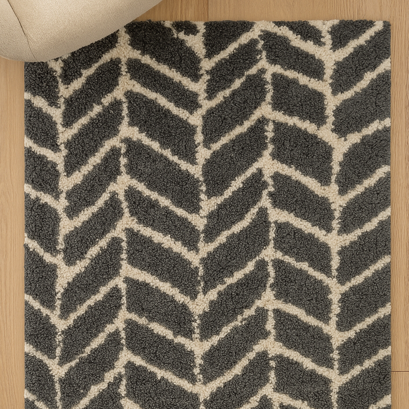 Dark Leaf Black Rug