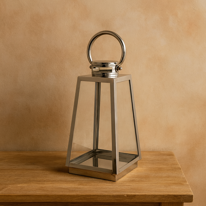 LANTERN ST.STEEL SILVER  16x16X31.5 CM