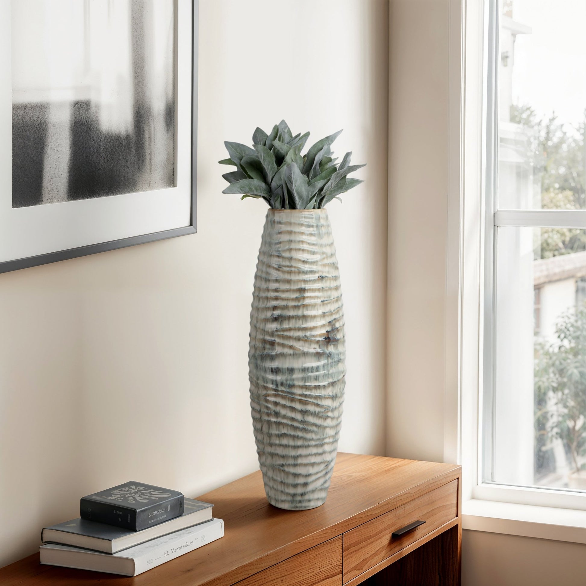 Decorah Cer Ribbed Vase Vases and Jars| Sagebrook Home