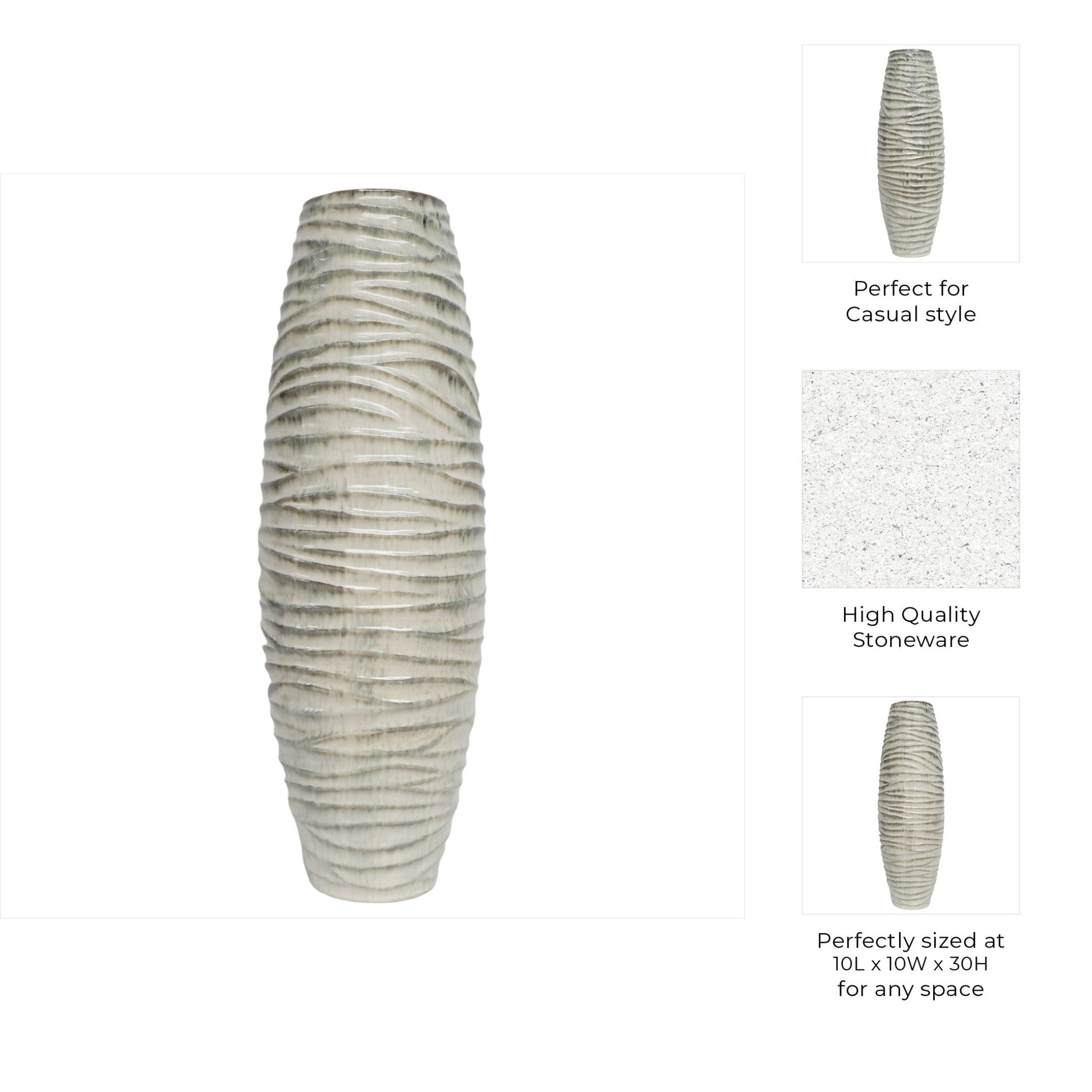 Decorah Cer Ribbed Vase Vases and Jars| Sagebrook Home