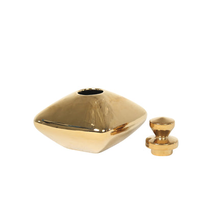 Decorative Ceramic Covered Bottle, Gold - Al Rugaib Furniture