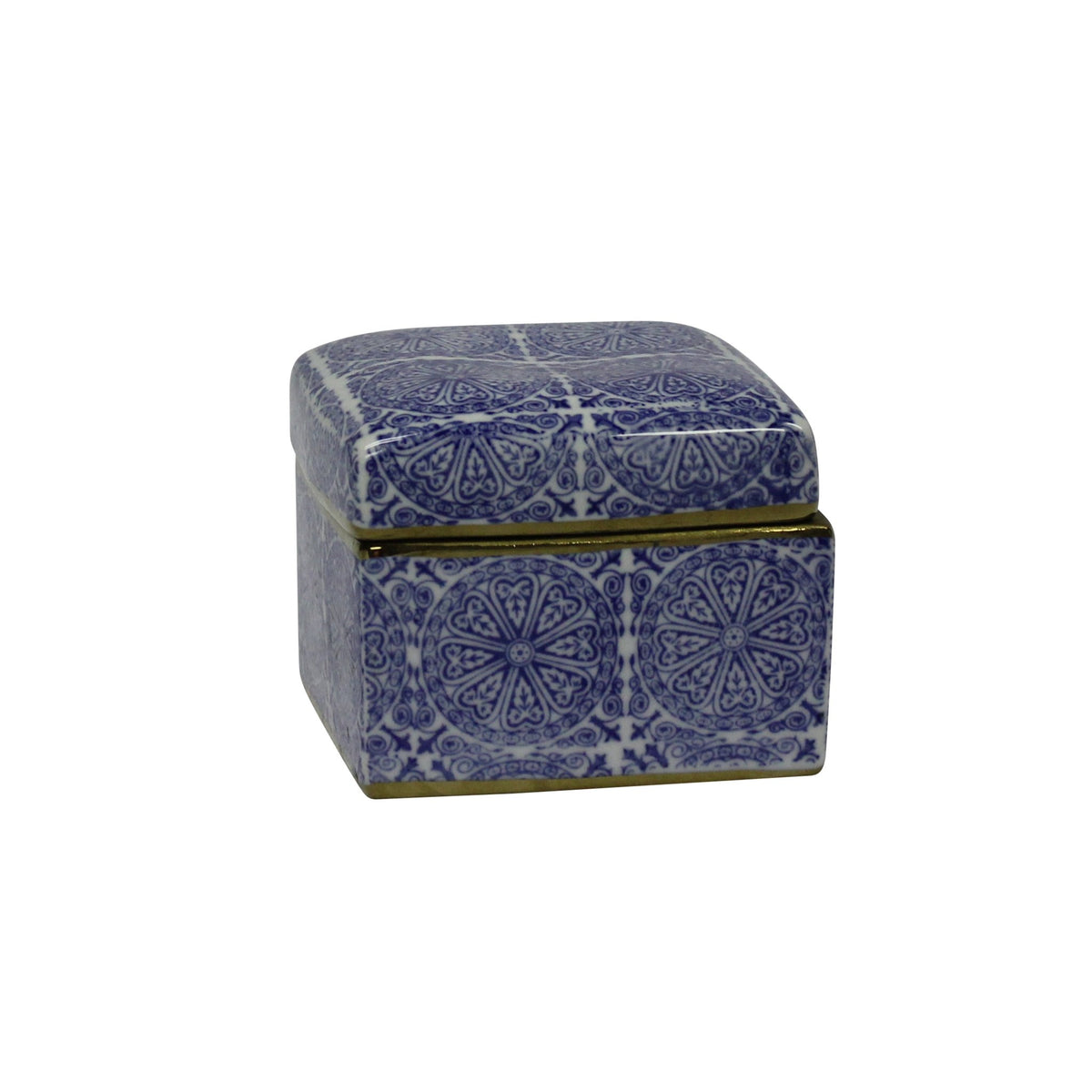 Decorative Ceramic Covered Box, Blue/White/Gold Box| Sagebrook Home