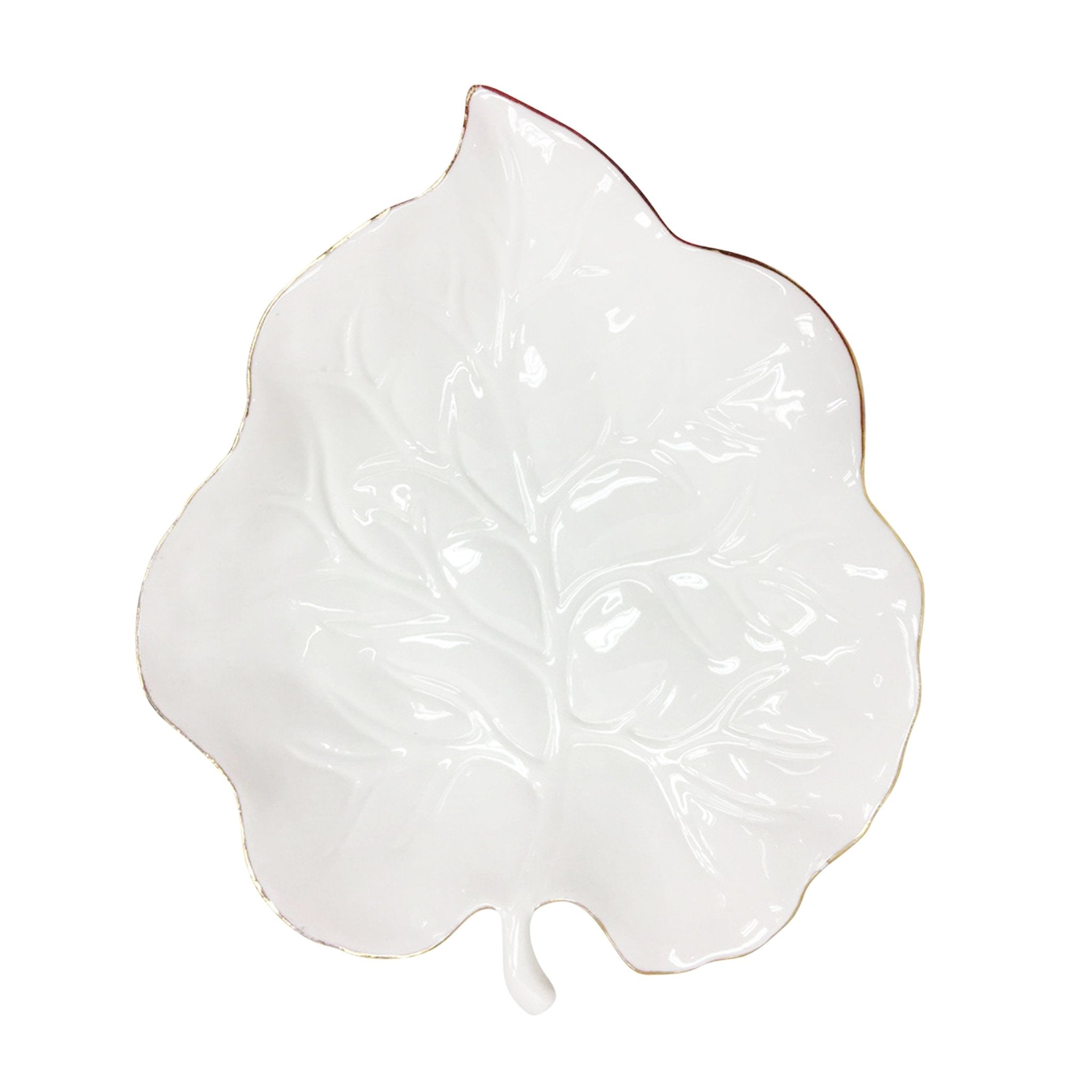 Decorative Ceramic Leaf Plate, White Bowl| Sagebrook Home