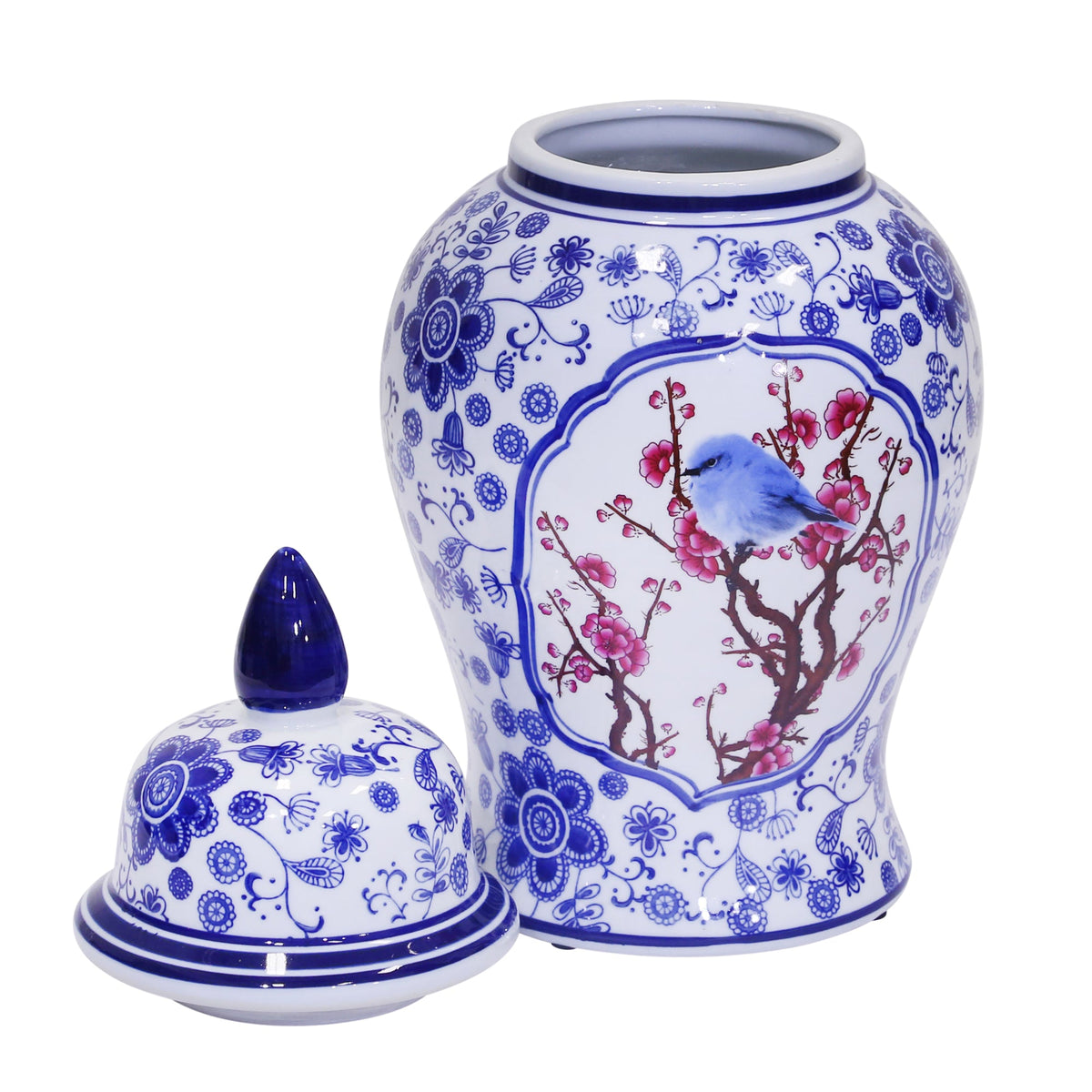 Decorative Ceramic Temple Jar, Blue/White/Crimson Vases and Jars| Sagebrook Home