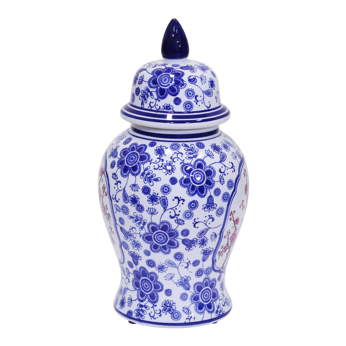 Decorative Ceramic Temple Jar, Blue/White/Crimson Vases and Jars| Sagebrook Home