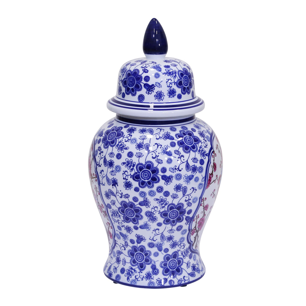 Decorative Ceramic Temple Jar, Blue/White/Crimson Vases and Jars| Sagebrook Home