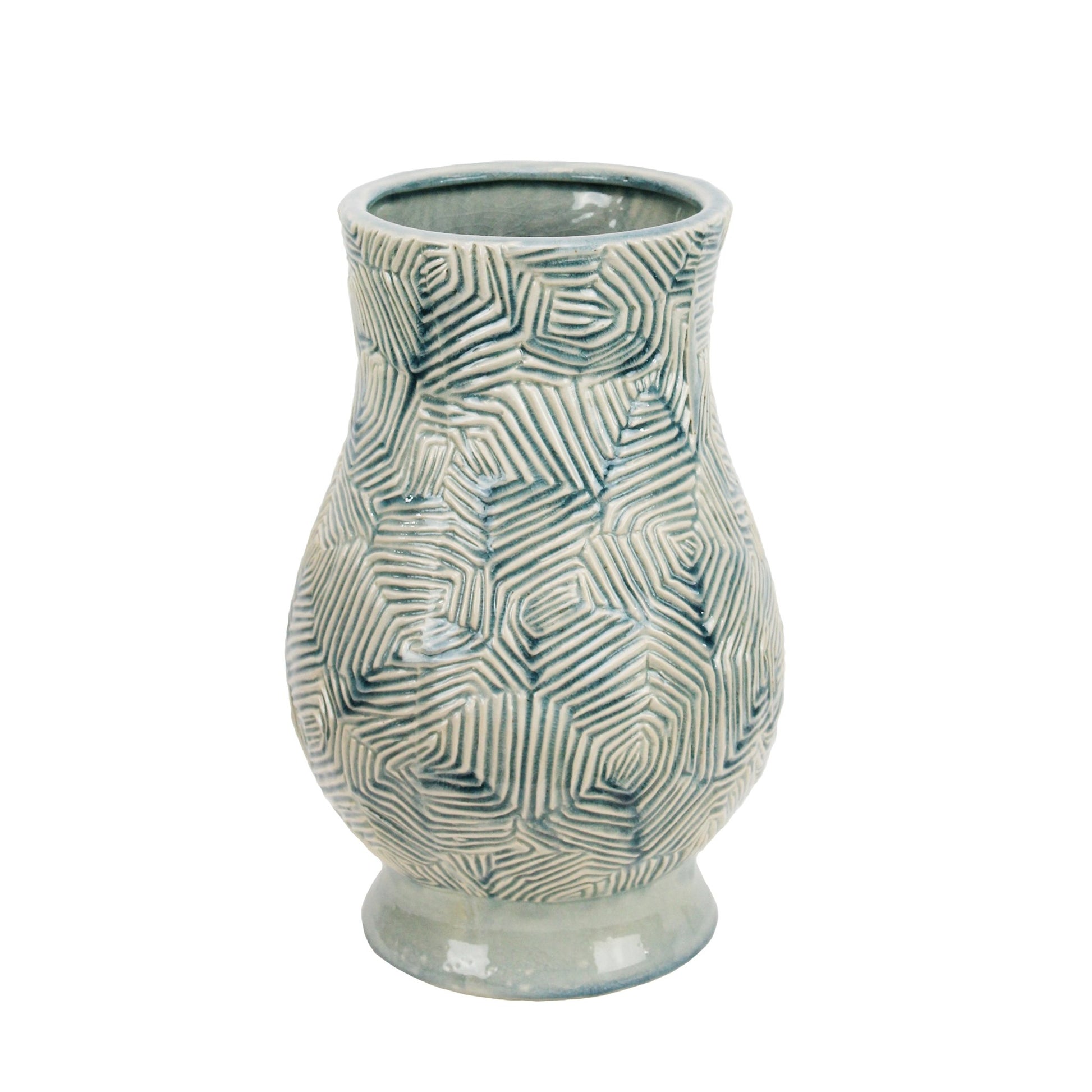DECORATIVE CERAMIC VASE, BLUE/IVORY Vases and Jars| Sagebrook Home