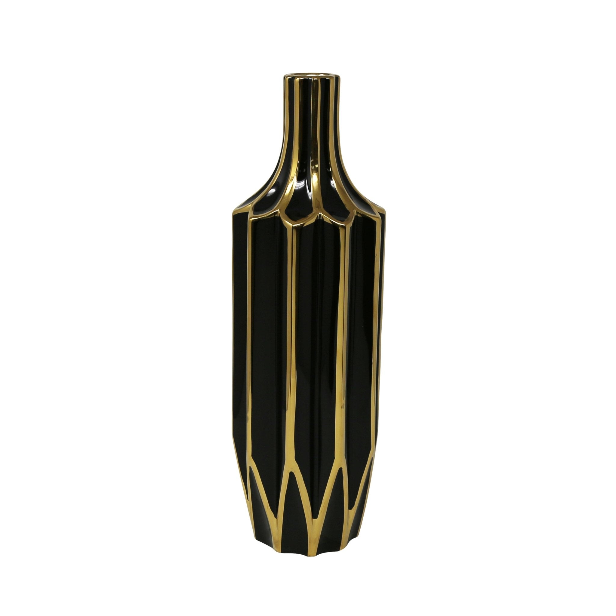 Decorative Ceramic Vase, Gold/Black Vases and Jars| Sagebrook Home