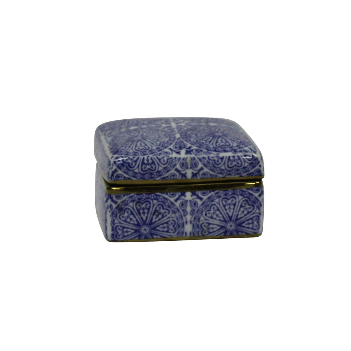 Decorative Ceramiccovered Box, Blue/White/Gold Box| Sagebrook Home