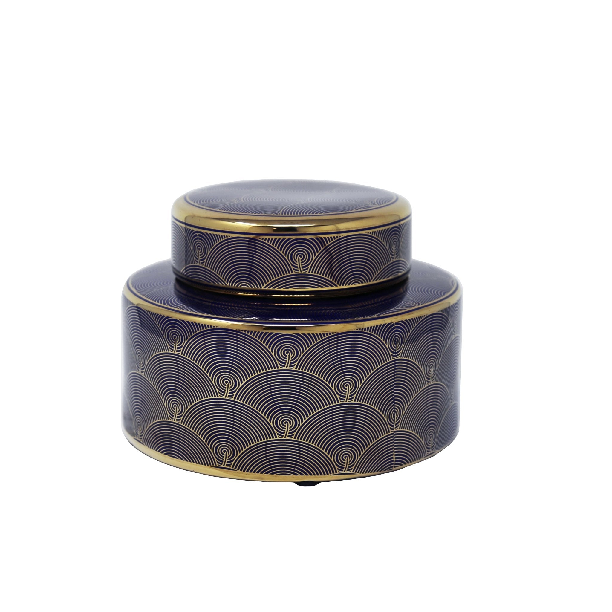 DECORATIVE LIDDED JAR, NAVY /GOLD Table Decors| Sagebrook Home