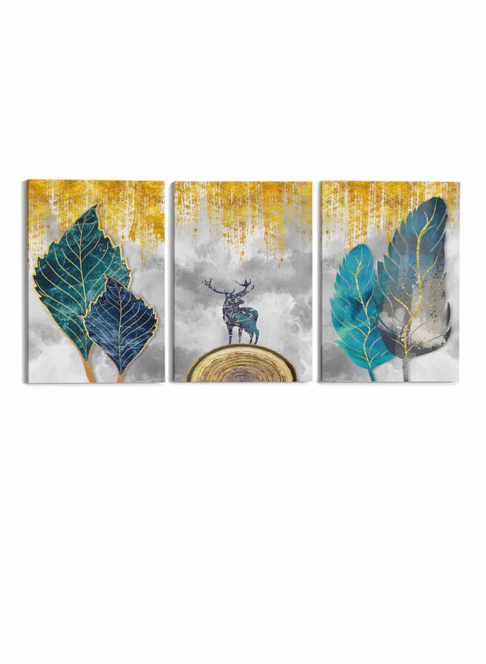 Deer Feathers Paintings(set of 3) Paintings & Pictures| LOWHA