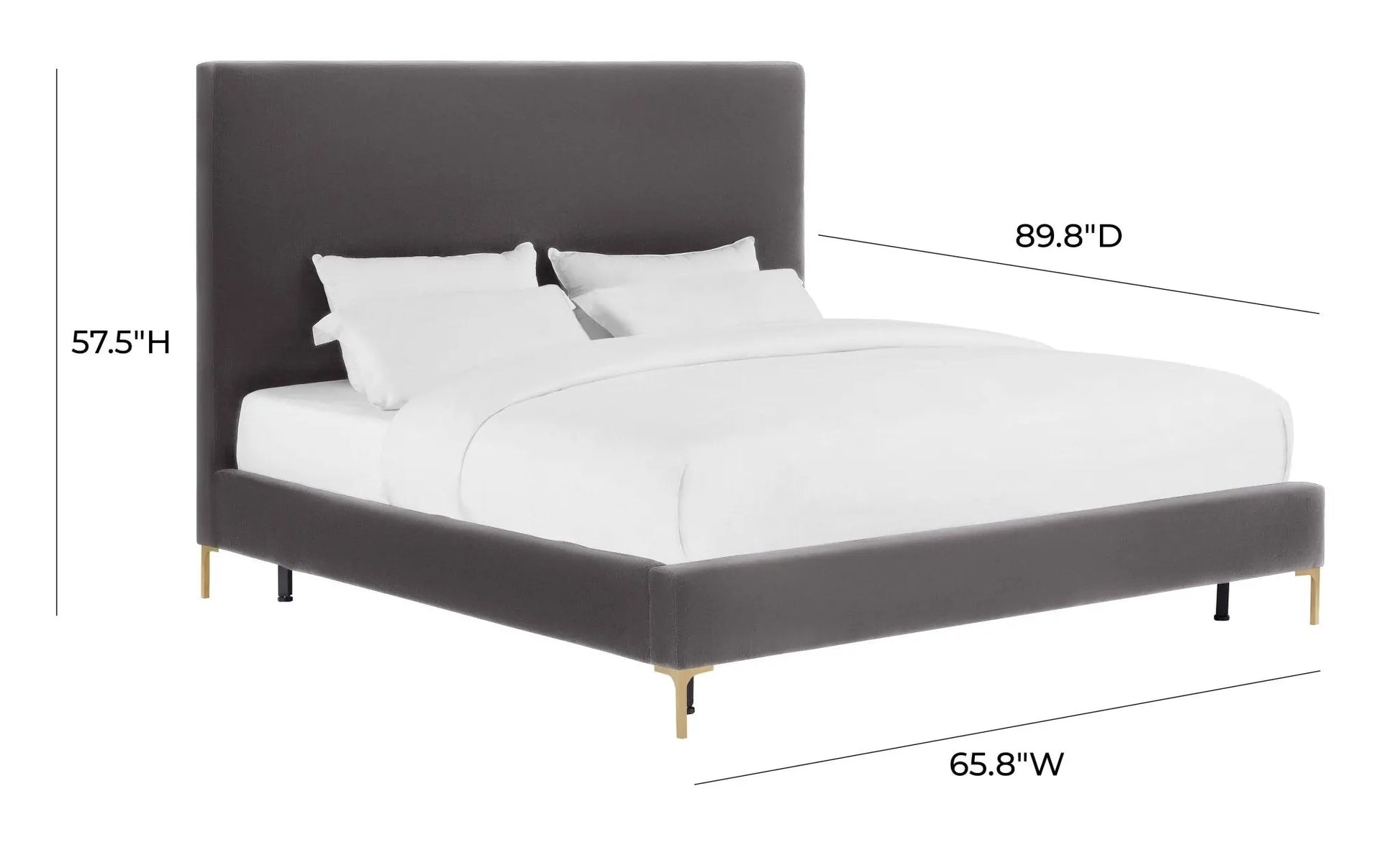Delilah Grey Velvet Bed in Queen Beds| TOV