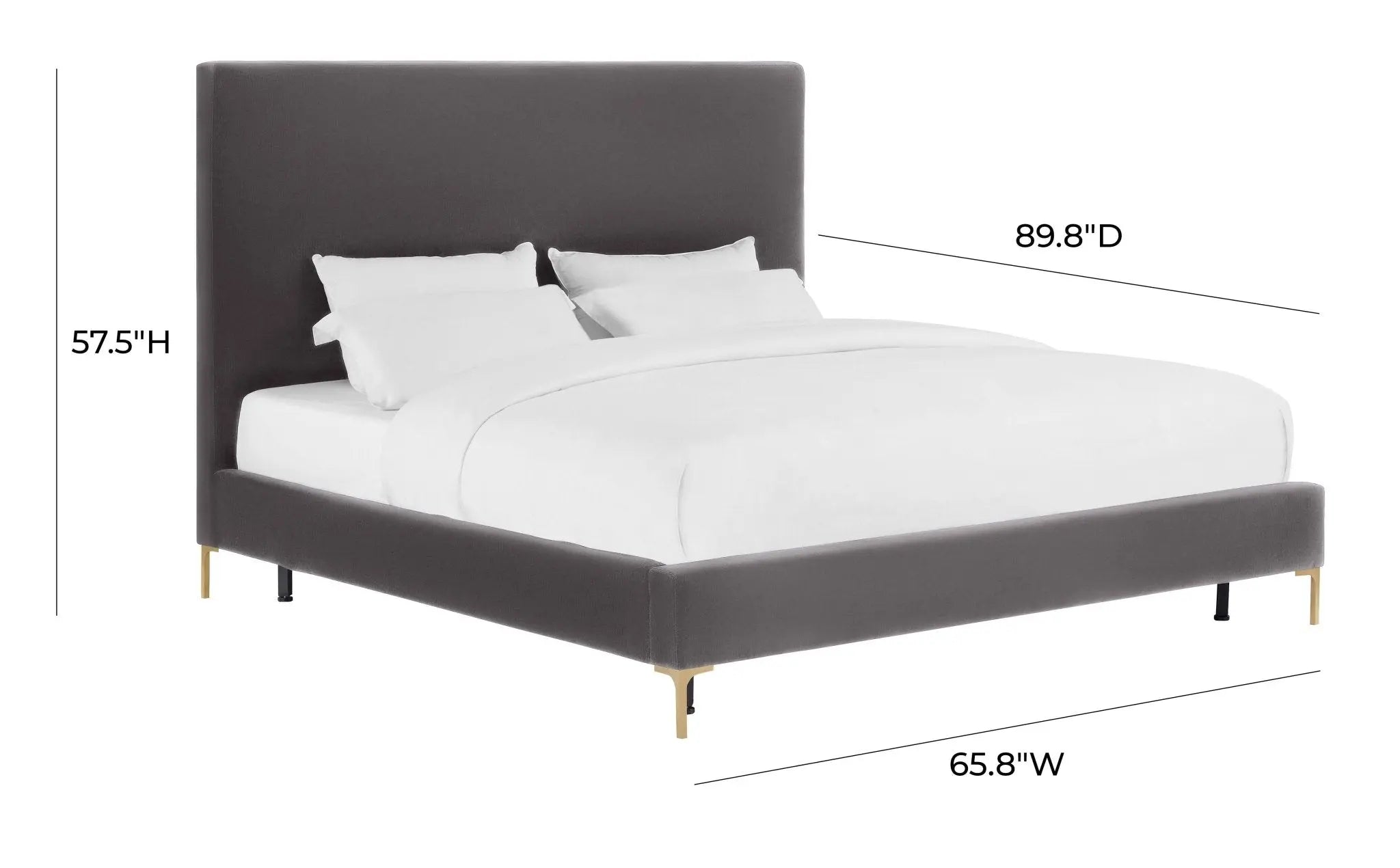Delilah Grey Velvet Bed in Queen Beds| TOV