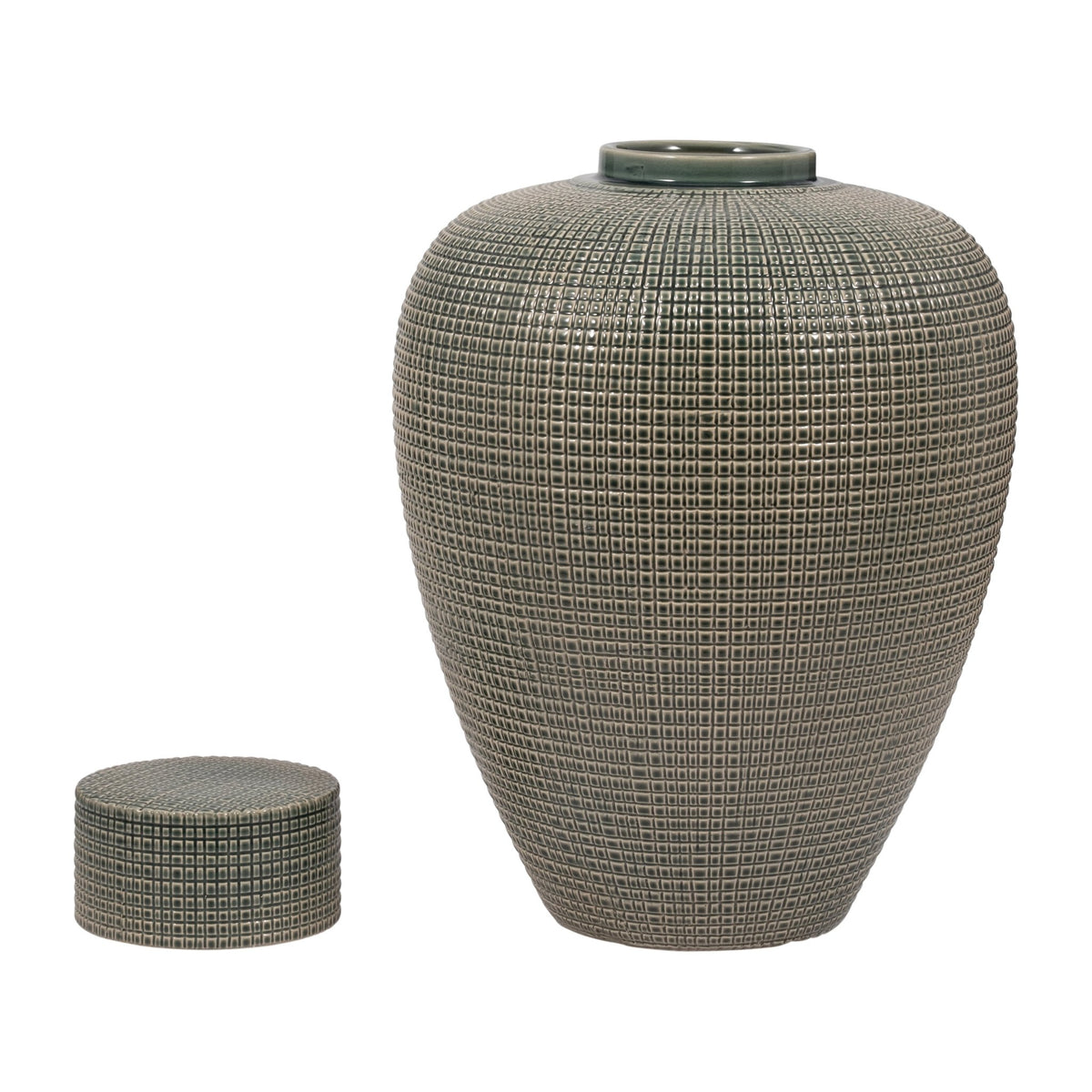 DEMPSEY LARGE GREEN LIDDED JAR Vases and Jars| Sagebrook Home