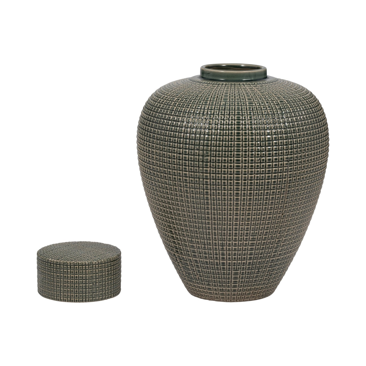 DEMPSEY SMALL GREEN LIDDED JAR Vases and Jars| Sagebrook Home