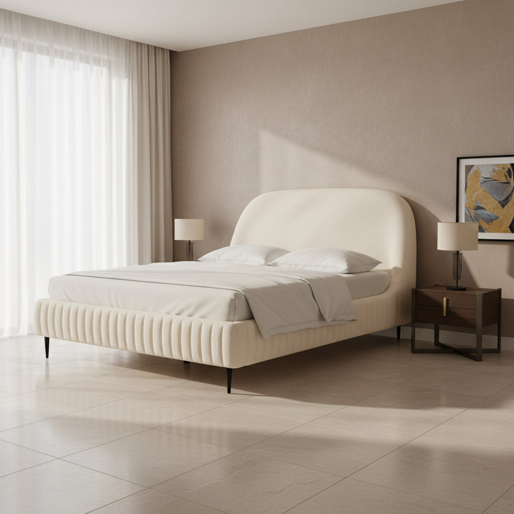 Denise Cream Boucle Bed in Queen Beds| TOV