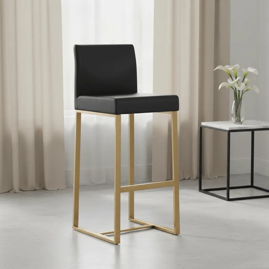 Denmark Black Gold Steel Barstool Counter Stools| TOV