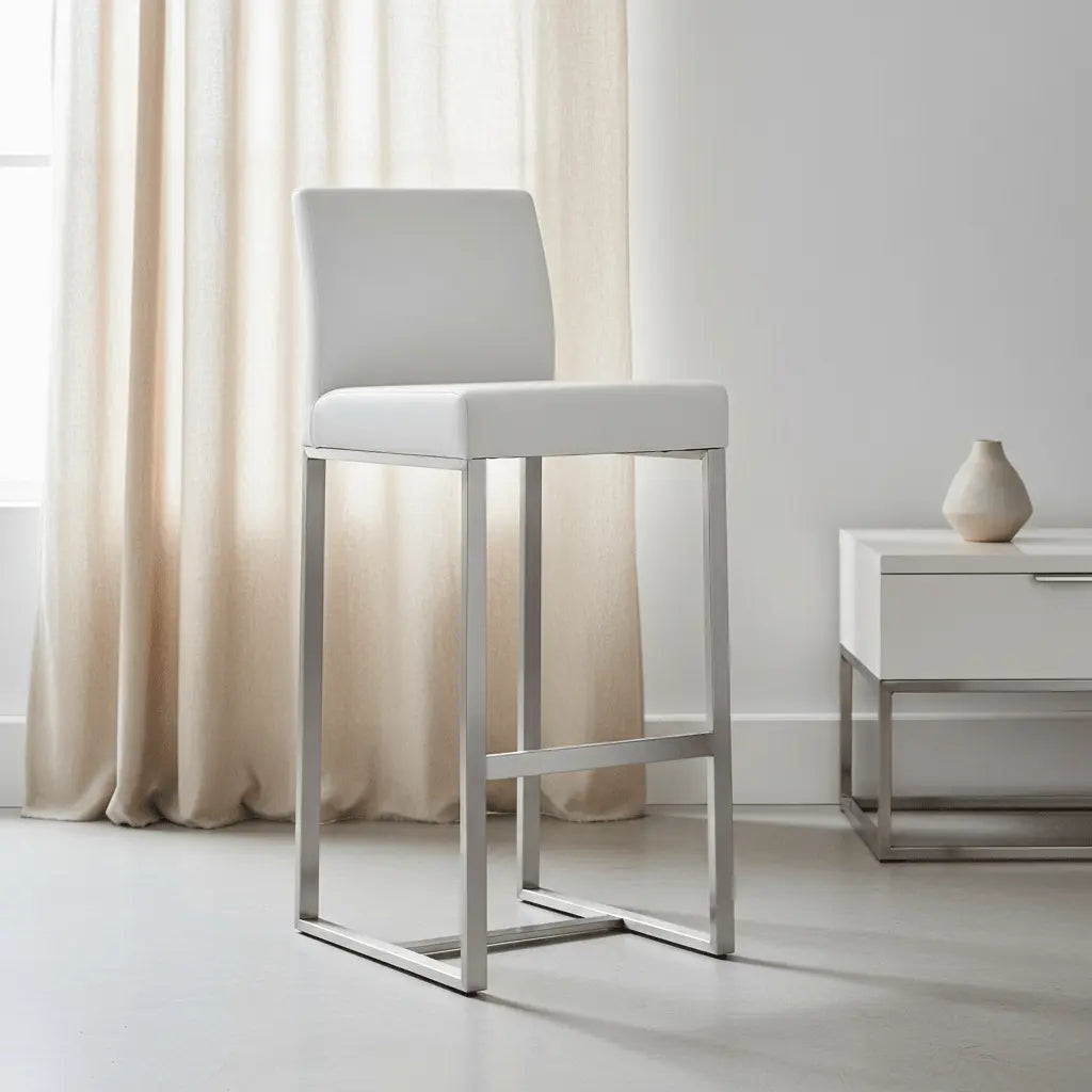 Denmark White Steel Barstool Counter Stools| TOV