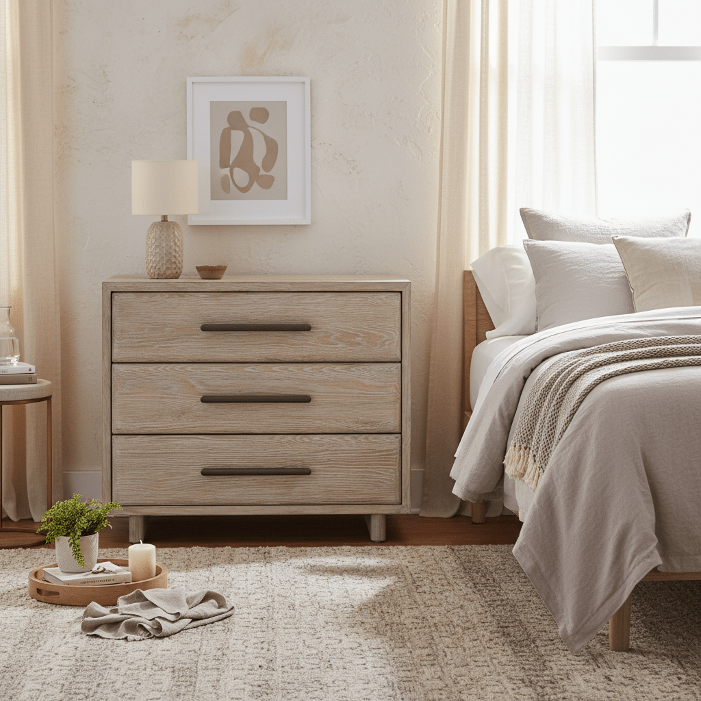 Desert Three Drawer Nightstand Nightstands| Universal
