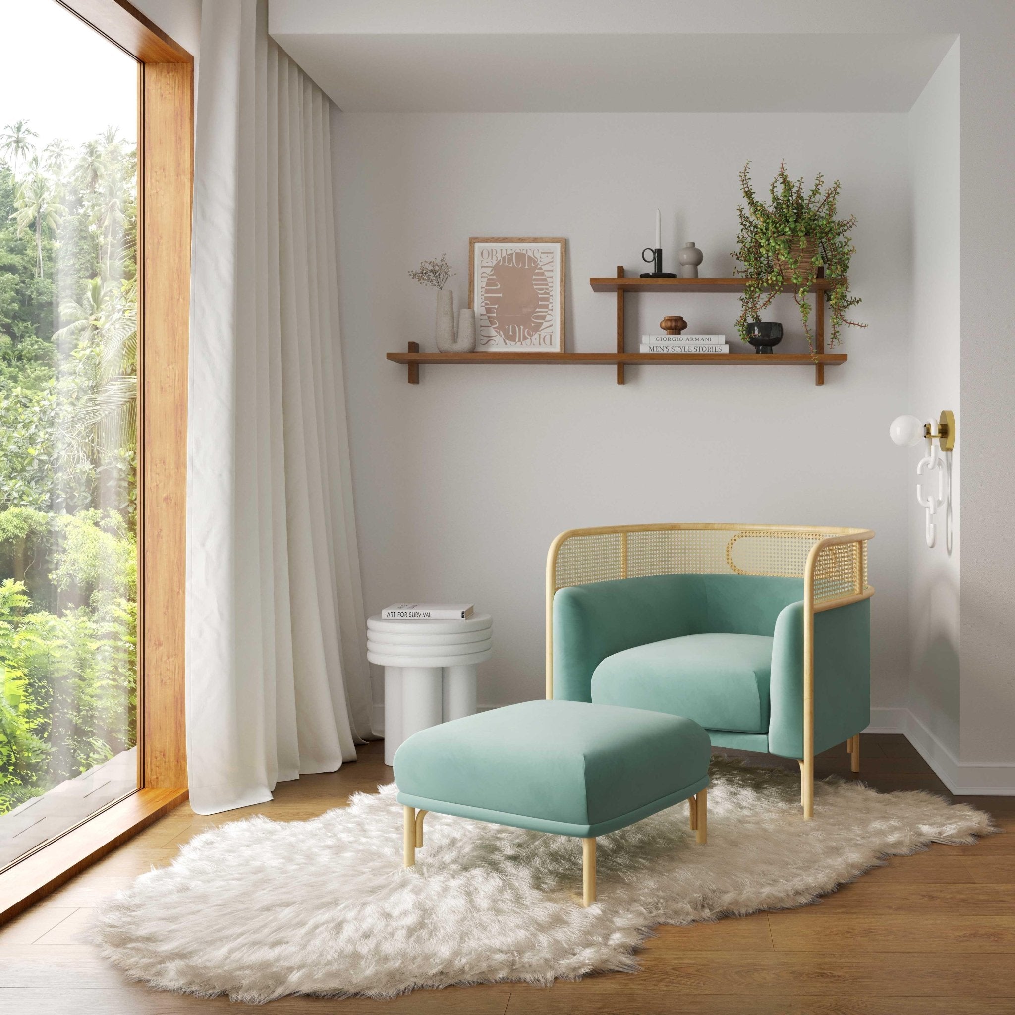 Desiree Ocean Blue Velvet Accent Chair Chairs| TOV