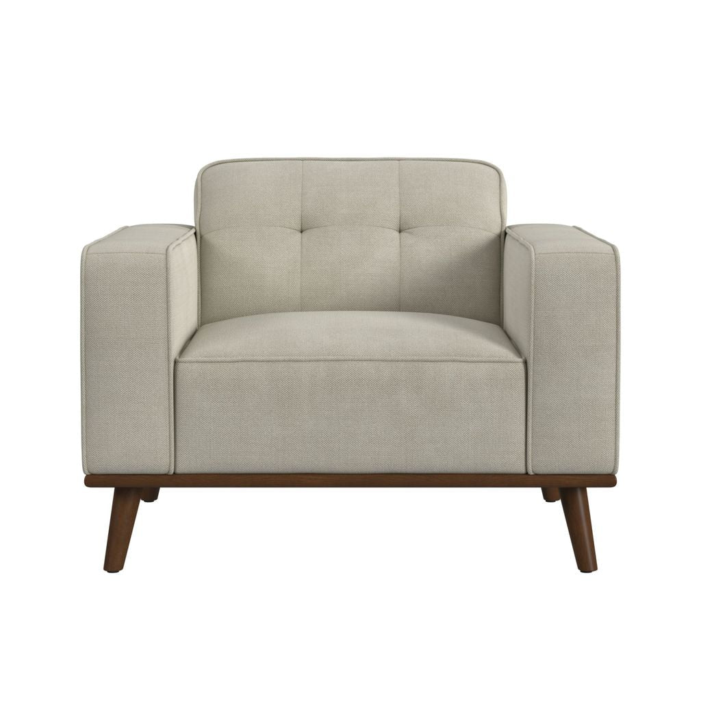 Destiny Chair with Wood Front in Belfast Fog Chairs| Roots Furniture