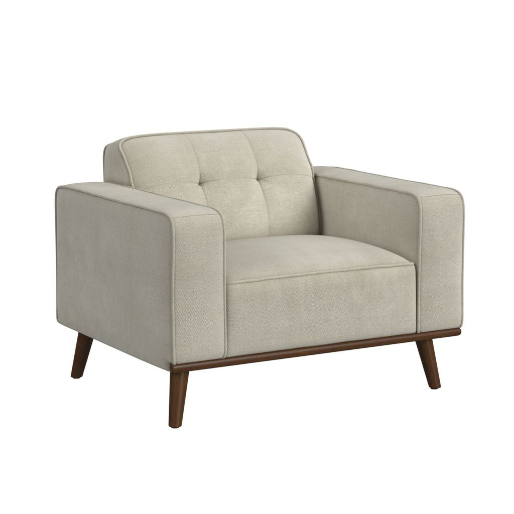 Destiny Chair with Wood Front in Belfast Fog Chairs| Roots Furniture