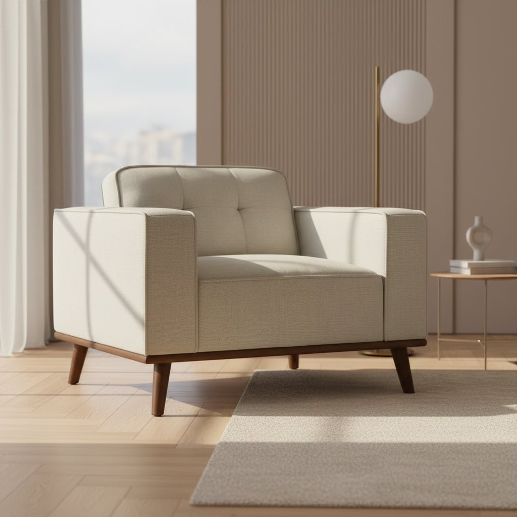 Destiny Chair with Wood Front in Belfast Fog Chairs| Roots Furniture