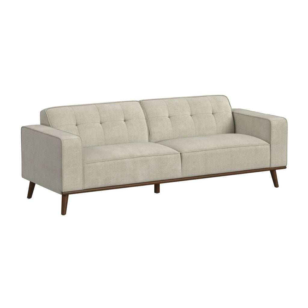 Destiny Sofa with Wood Front in Belfast Fog Sofas & Loveseats| Roots Furniture