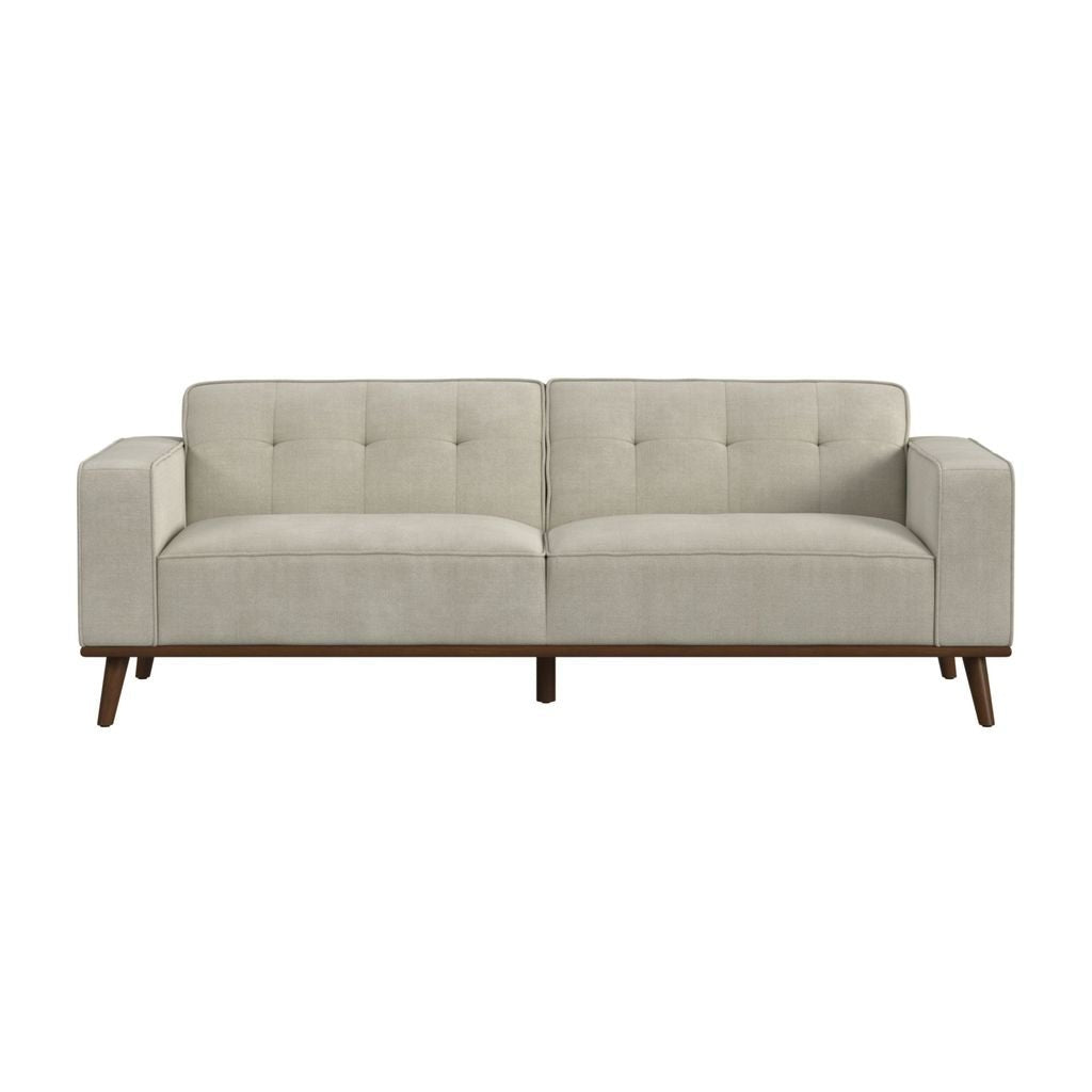 Destiny Sofa with Wood Front in Belfast Fog Sofas & Loveseats| Roots Furniture