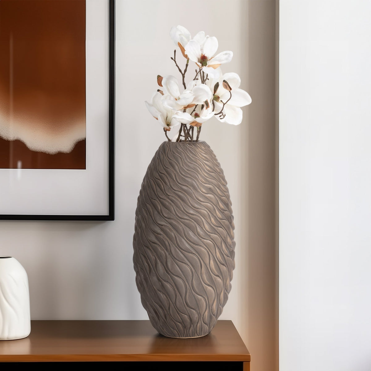 Devone Ceramic Brown Vase Vases and Jars| Sagebrook Home