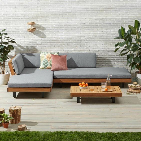 Royal | 2-Piece Grey Outdoor Seating Set - 250x250x70cm Seating with 55x90x32cm Table