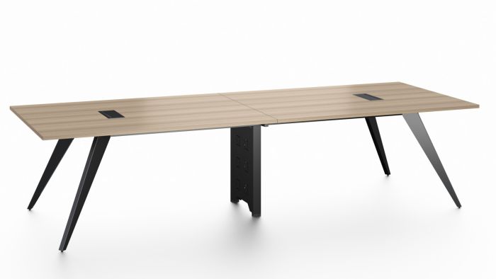 Conference Table 3.2 m - Light Oak and Pure Black Angled Leg Frame