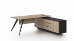 Light Oak and Black Office Desk with Storage Side Return - Small