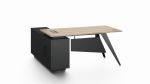 Light Oak and Black Office Desk with Storage Side Return - Small