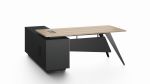 Light Oak and Black Office Desk with Storage Side Return - Medium