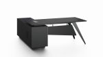 Pure Black Office Desk with Storage Side Return - Medium