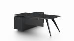 Pure Black Office Desk with Storage Side Return - Large