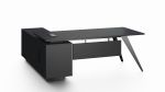 Pure Black Office Desk with Storage Side Return - Large