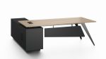 Light Oak and Black Office Desk with Storage Side Return - Extra Large