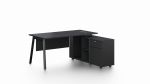 Pure Black Office Desk with Lockable Side Return - Medium