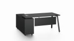 Pure Black Office Desk with Lockable Side Return - Medium