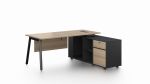 Light Oak Office Desk with Lockable Side Return - Large
