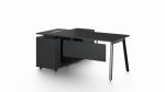 Pure Black Office Desk with Lockable Side Return - Large